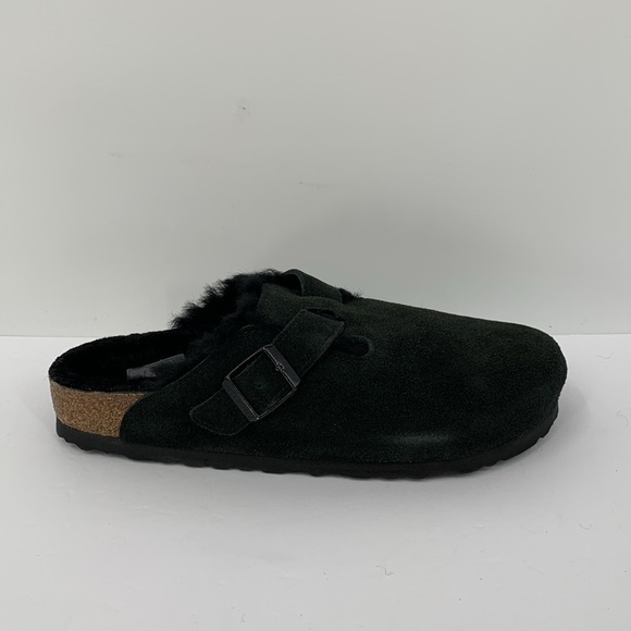 Birkenstock Boston Shearling lined clog shoe slide comfort suede black new 40 9 - Picture 6 of 7